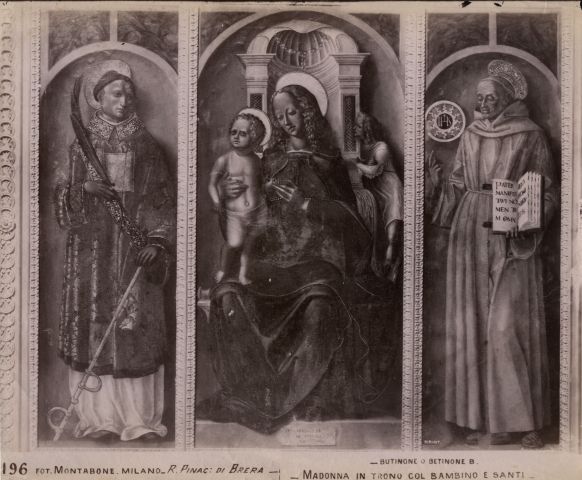 Marcozzi, Carlo — Milano - R. Pinac. di Brera - Madonna in trono col Bambino e Santi - Butinone o Betinone B. — insieme